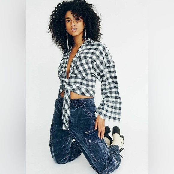 Free People Tops - We The Free- Free People Sakura Plaid Belle Sleeve